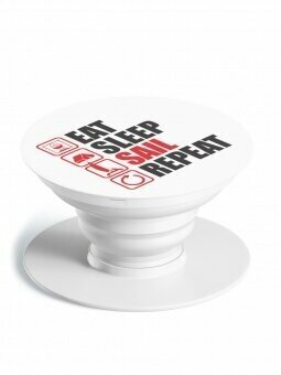 фото Попсокет "EAT. SLEEP. SAIL. REPEAT", белый/Подставка попсокет для телефона/держатель на смартфон /подарок спортсмену /подарок мальчику и другу