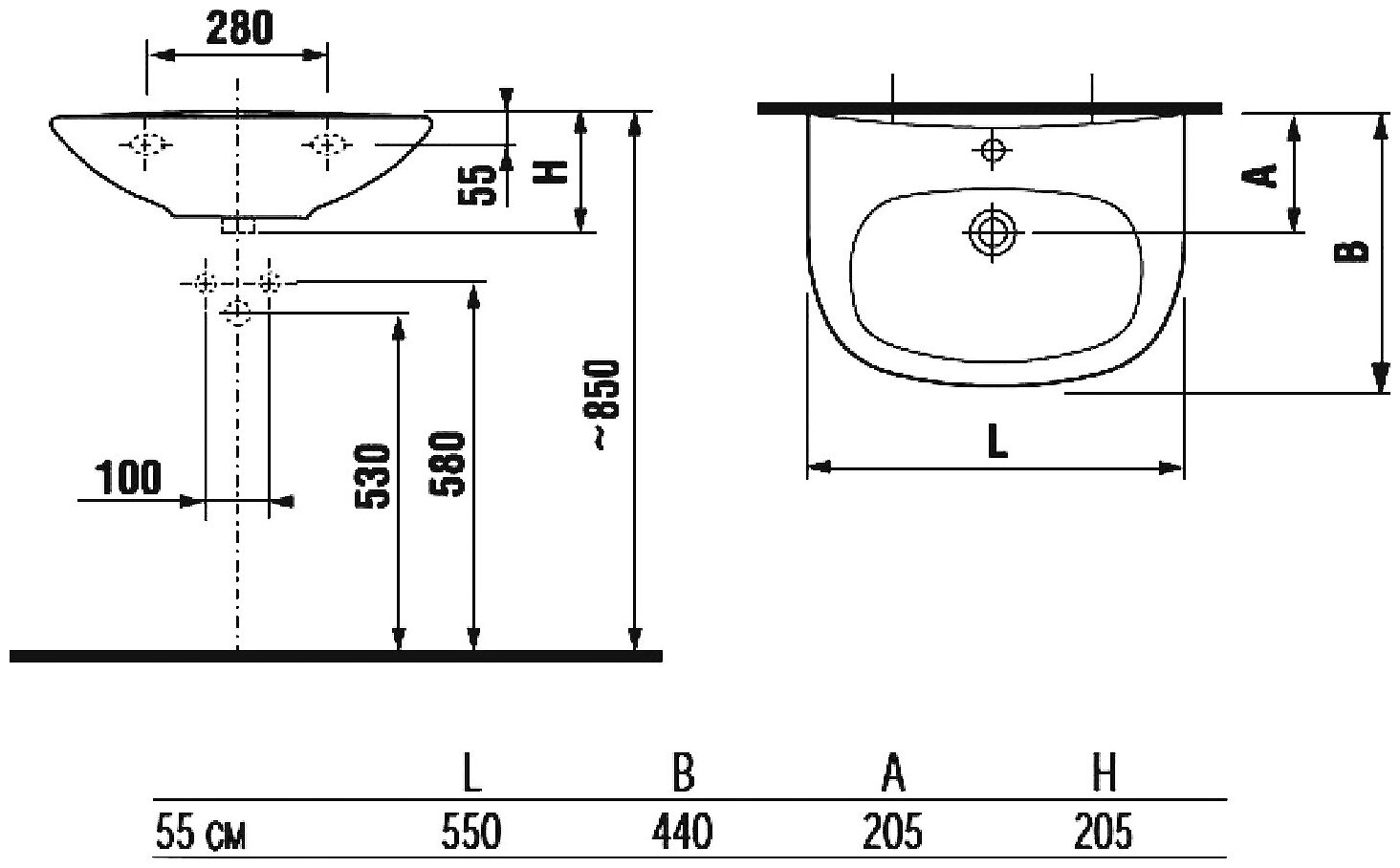 Раковина 55 см Jika ZETA 1039.1