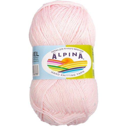 Пряжа Alpina ARIEL 10 шт. по 50 г 98% акрил, 2% пайетки 150 м 07 св. розовый