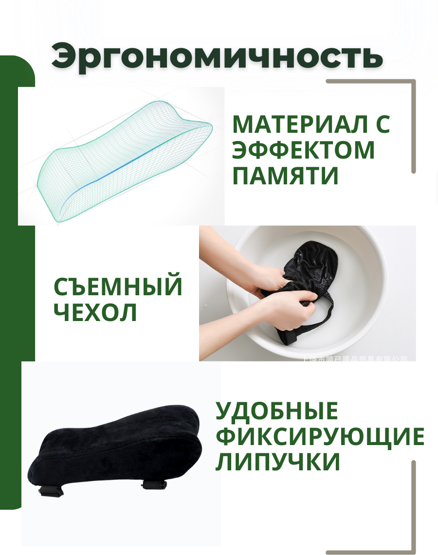 Накладки анатомические (сетка) на подлокотники компьютерного, офисного, игрового кресла/ мягкий подлокотник на стул — фото 1