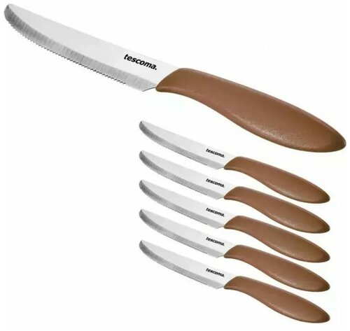 Нож столовый PRESTO 12 см, 6 шт, коричневый