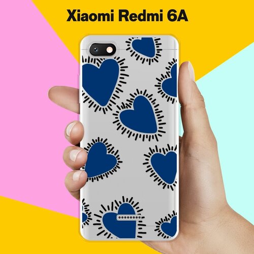 Силиконовый чехол на Xiaomi Redmi 6A Синий сердца / для Сяоми Редми 6А