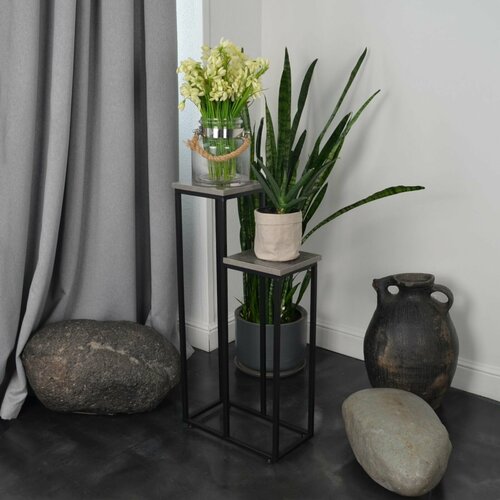 Подставка для цветов напольная металлическая лофт 2-полочная 6400₽