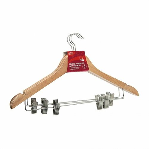 Вешалка для одежды деревянная 44 см 3 шт 1259₽