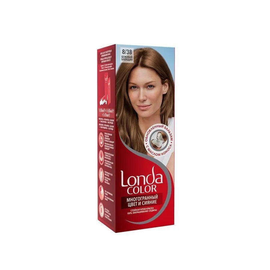 Стойкая крем-краска для волос Londa color 8/38 Бежевый блондин