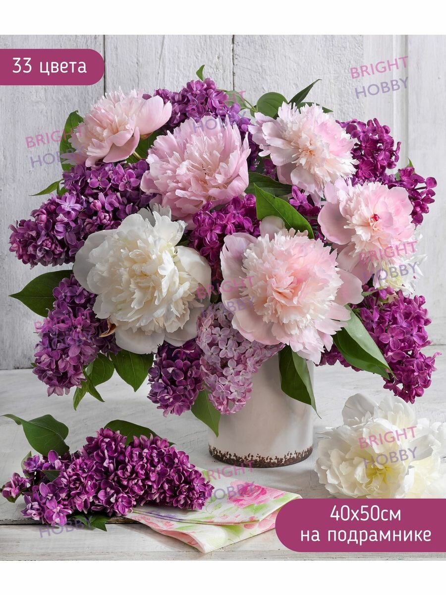 фото Алмазная мозаика на подрамнике 40х50, Сказочный букет