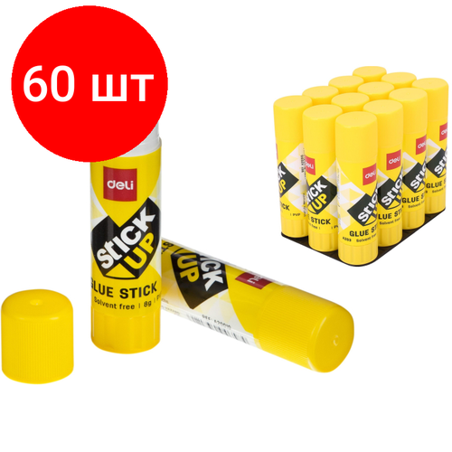 Комплект 60 штук, Клей-карандаш 8г Deli Stick UP EA20010 ПВП