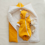 Демисезонный комплект на выписку из футера, для новорожденного, 56 размер, желтый, MAMINY ZAPISKY
