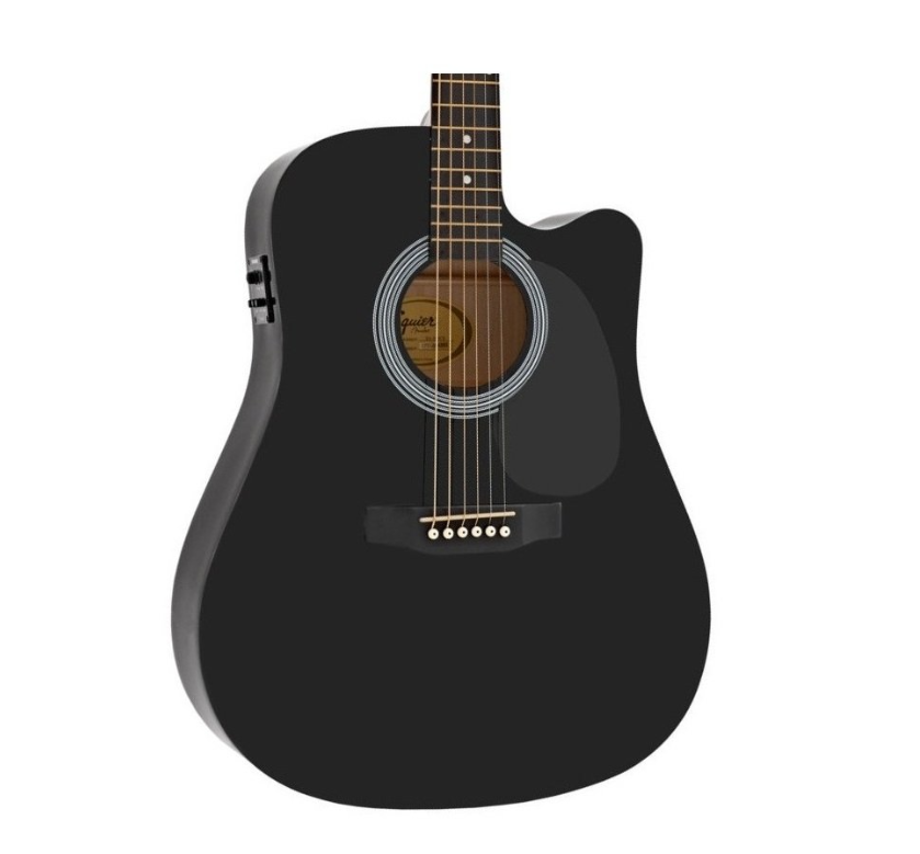 FENDER SQUIER SA-105CE DREADNOUGHT BLACK W/FISHMAN PREAMP гитара электро-акустическая с пьезо-звукоснимателем, цвет черный