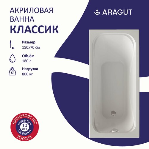Акриловая ванна ARAGUT Классик 150х70 13068₽