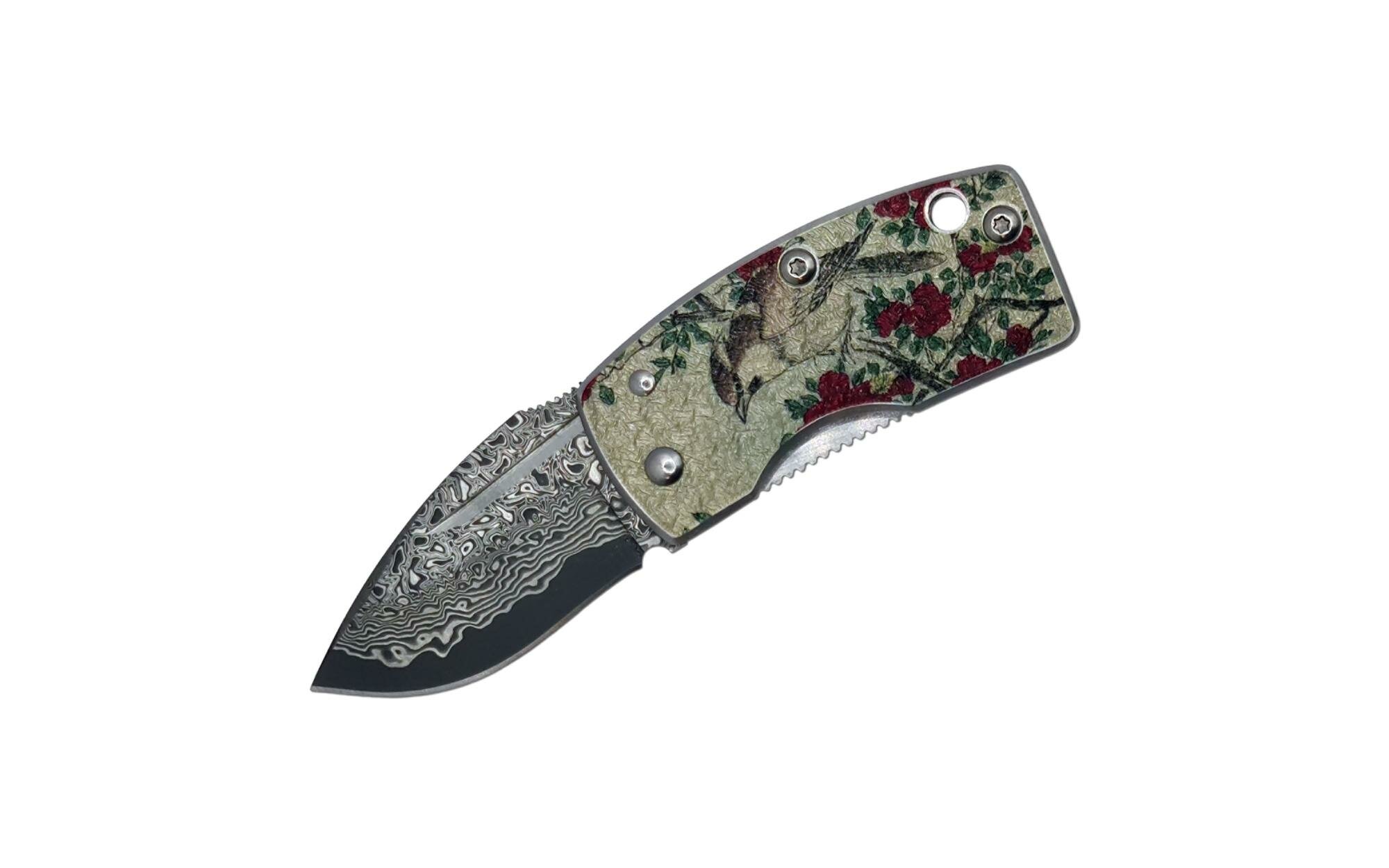 G-SAKAI Нож - зажим для купюр "Камелия", 96*41*55, VG-10 дамасск, рук. нерж. ст, клипса