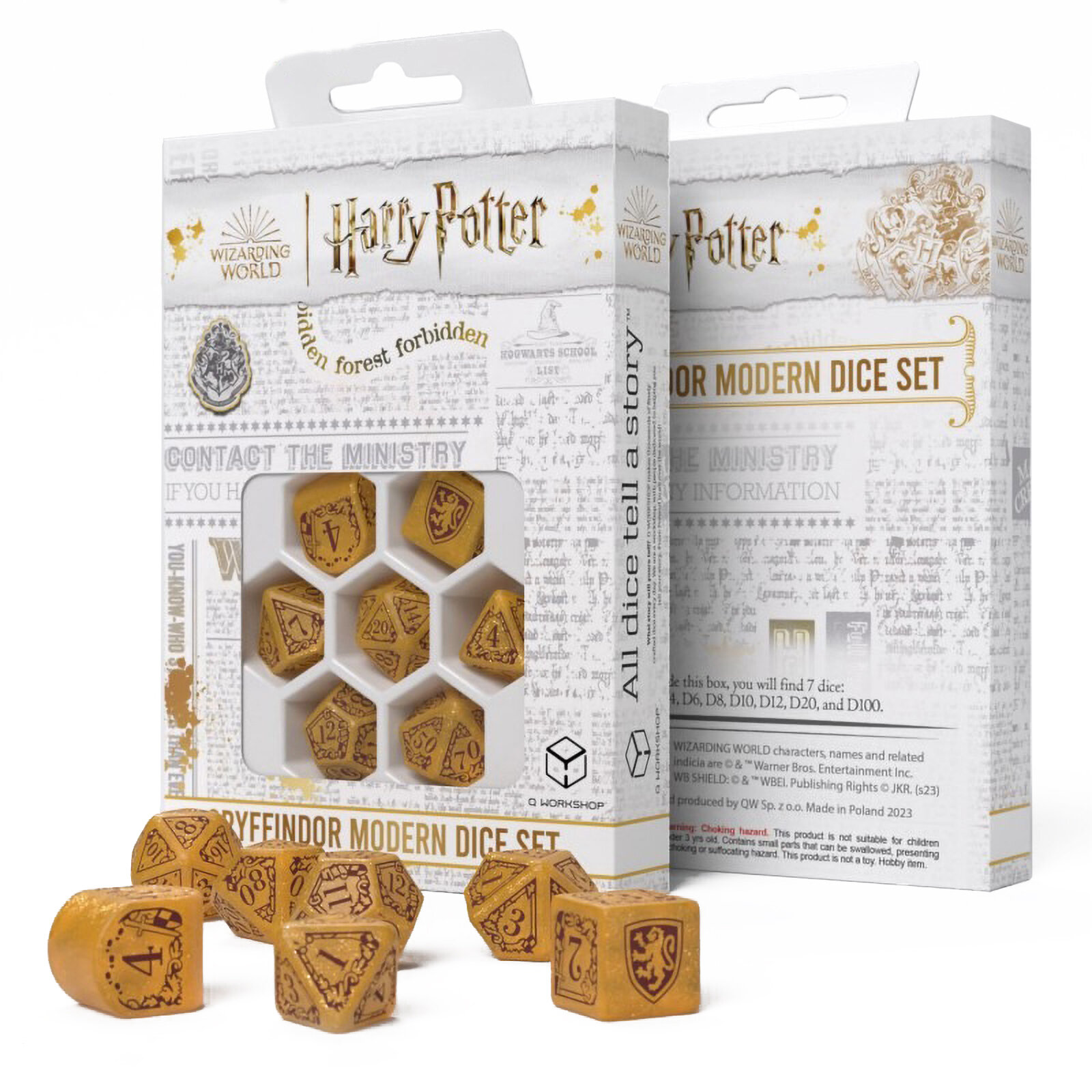 Набор кубиков для настольных ролевых игр Q-Workshop Harry Potter - Gryffindor Modern Dice Set Gold