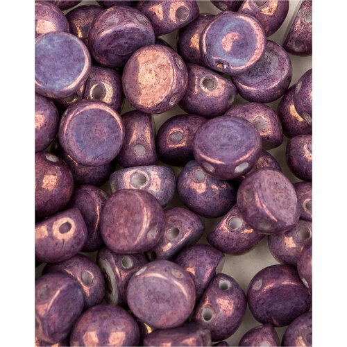 Стеклянные чешские бусины с двумя отверстиями, Cabochon bead, 6 мм, цвет Chalk White Lila Vega Luster, 30 шт.