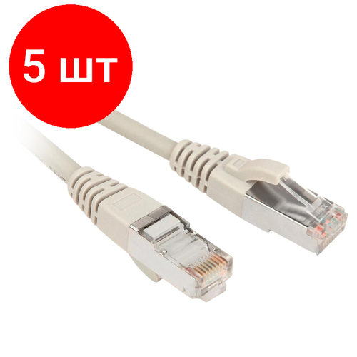 Комплект 5 штук, Патч-корд Hyperline PC-LPM-STP-RJ45-RJ45-C5e-5M-LSZH-GY, Cat.5e, 5м, серый кабель витая пара патч корд hyperline pc 110 rj45 1p cx 2m lszh gy 2 0m