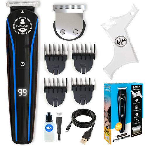 Триммер для бороды и усов Manecode с 4 насадками для стрижки волос время работы от аккумулятора 90 минут 194200₽