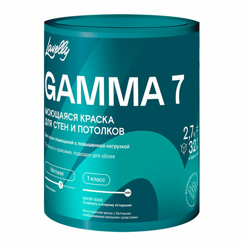 Краска моющаяся Lavelly Gamma 7 база C бесцветная 27 л 3068₽