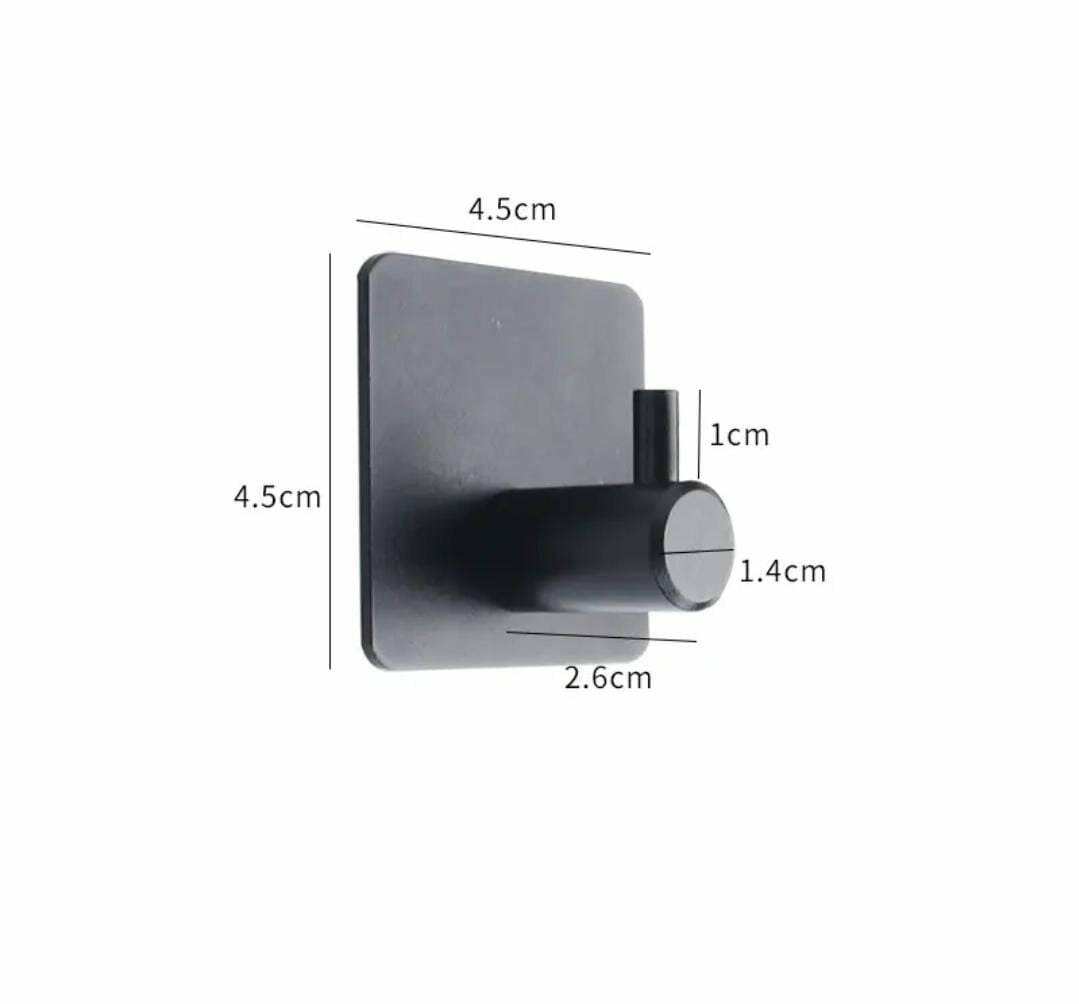 фото Крючки самоклеящиеся металлические для ванной комнаты и кухни, черные 2 шт. / Вешалка для полотенец в ванну / Крючок на дверь, настенный крючок