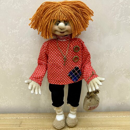 Домовой Кузя с коричневыми волосами 50 см