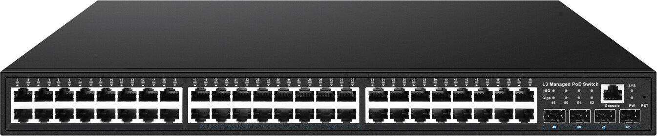 Коммутатор Osnovo SW-48G4X-2L (L3) 48x1Гбит/с 4SFP+ 48PoE 800W управляемый