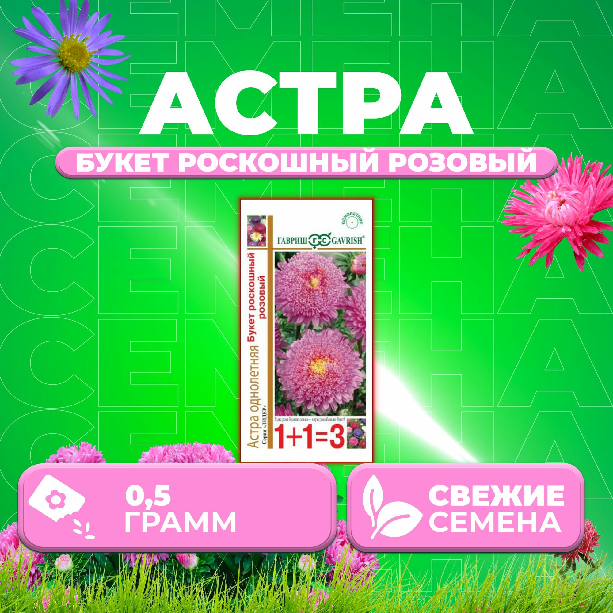 Астра Букет роскошный розовый 05г Гавриш серия Лидер 1+1 (1 уп)