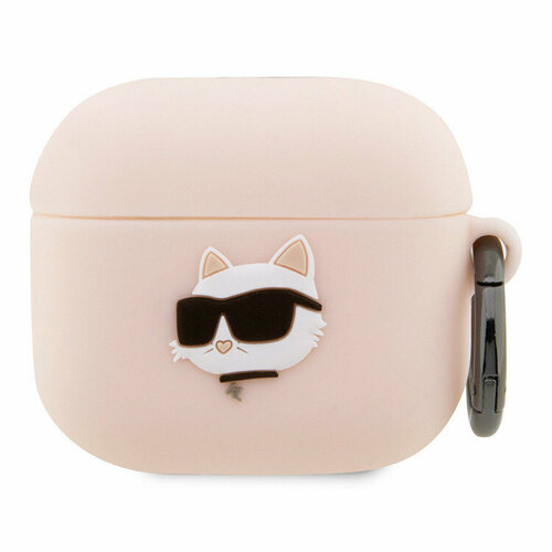 Чехол Karl Lagerfeld для Airpods 3 (2021), Silicone case with ring NFT 3D Choupette розовый