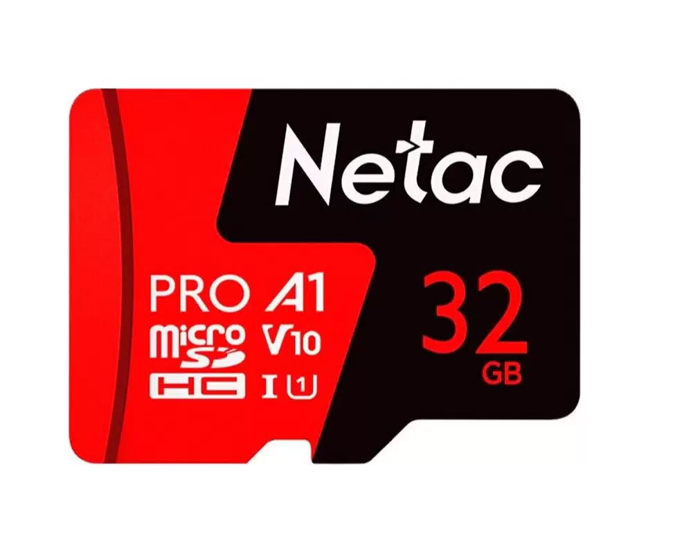 Карта памяти Netac microSDHC 32 ГБ Class 10, V10, A1, UHS-I U1, R 100 МБ/с, 1 шт, черный
