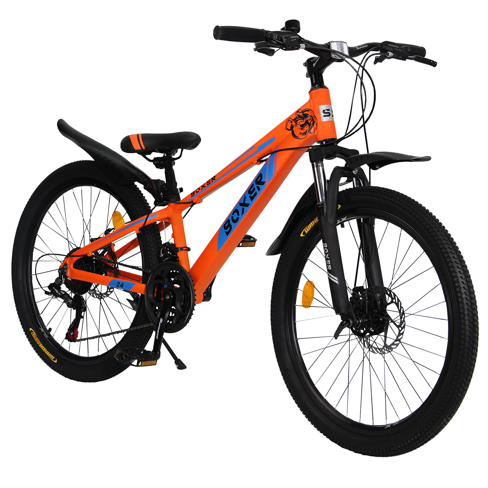 Горный велосипед детский скоростной Boxer 24" оранжевый, 8-14 лет, 21 скорость (Shimano tourney)