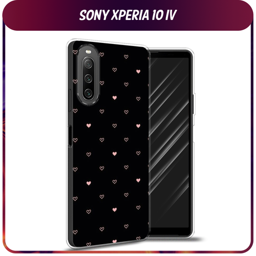 Силиконовый чехол на Sony Xperia 10 IV / Сони Иксперия 10 IV Чехол с сердечками силиконовый чехол на sony xperia 10 iv сони иксперия 10 iv белый мрамор