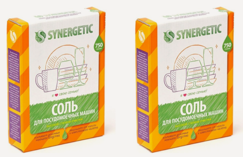 Изображение товара Соль для посудомоечных машин Synergetic, 750 гр, 2 шт