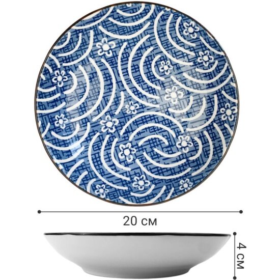 Тарелка Homium , Japanese Collection, Очарование, цвет белый/синий, D20 см (platejcnew12wblue)