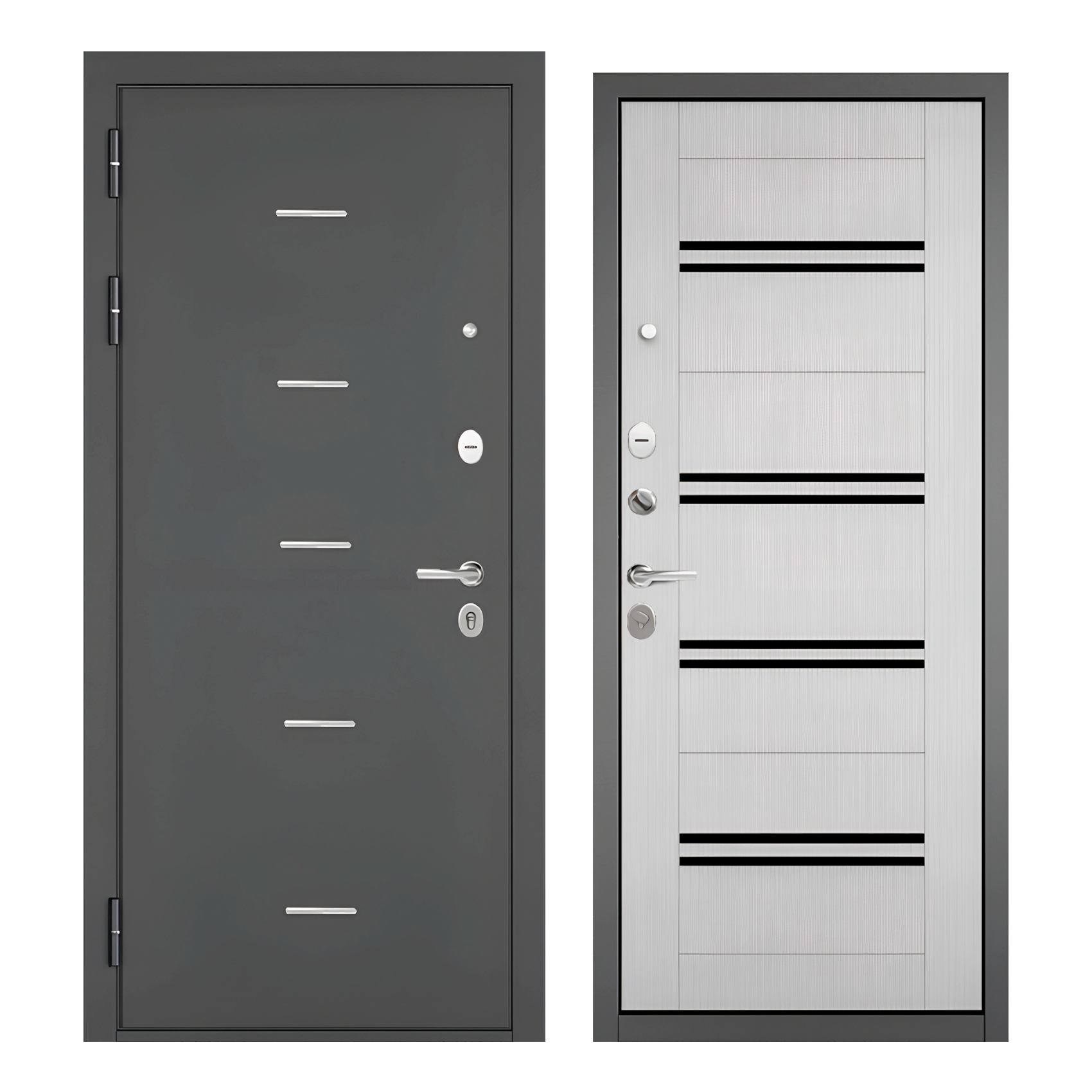 фото Дверь входная металлическая BULDOORS 90 MP 2050x960 Правая Букле графит Гарда- Ясень Ривьера Айс П-28ч