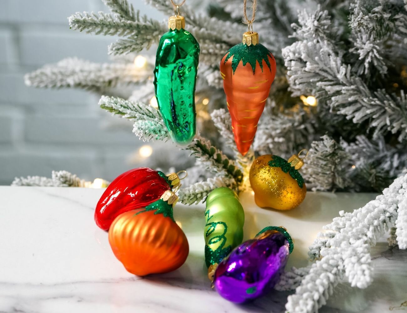 Набор елочных фигурок овощи, 5-9 см, 7 шт, Елочка С818