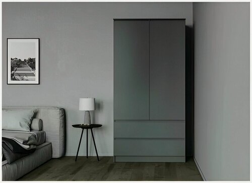 Изображение товара Шкаф Челси распашной 2-х ств комбинированный (902х1796х514) Графит/Графит