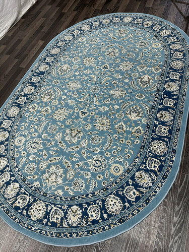 Изображение товара Ковер, Овал, Голубой, Темно-синий, Белый, Бежевый, Классический, Персидский, на пол, в гостиную, спальню, в ассортименте (120 см. на 180 см.)