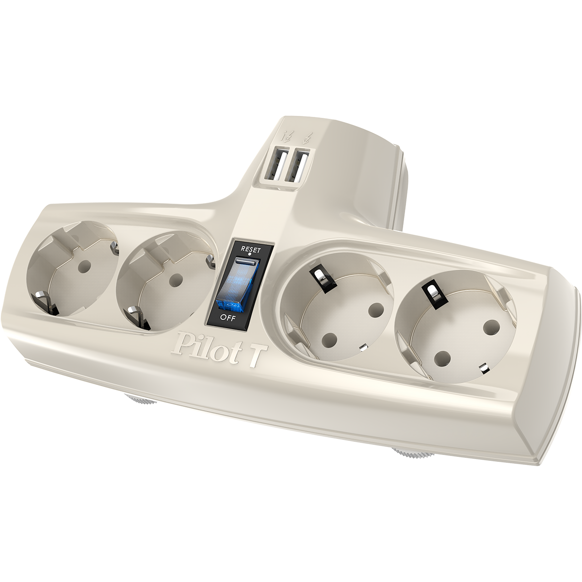 Сетевой фильтр Pilot T USB (разветвитель) 4 розетки с заземлением + 2 USB 5V/2A для бытовой техники (150)