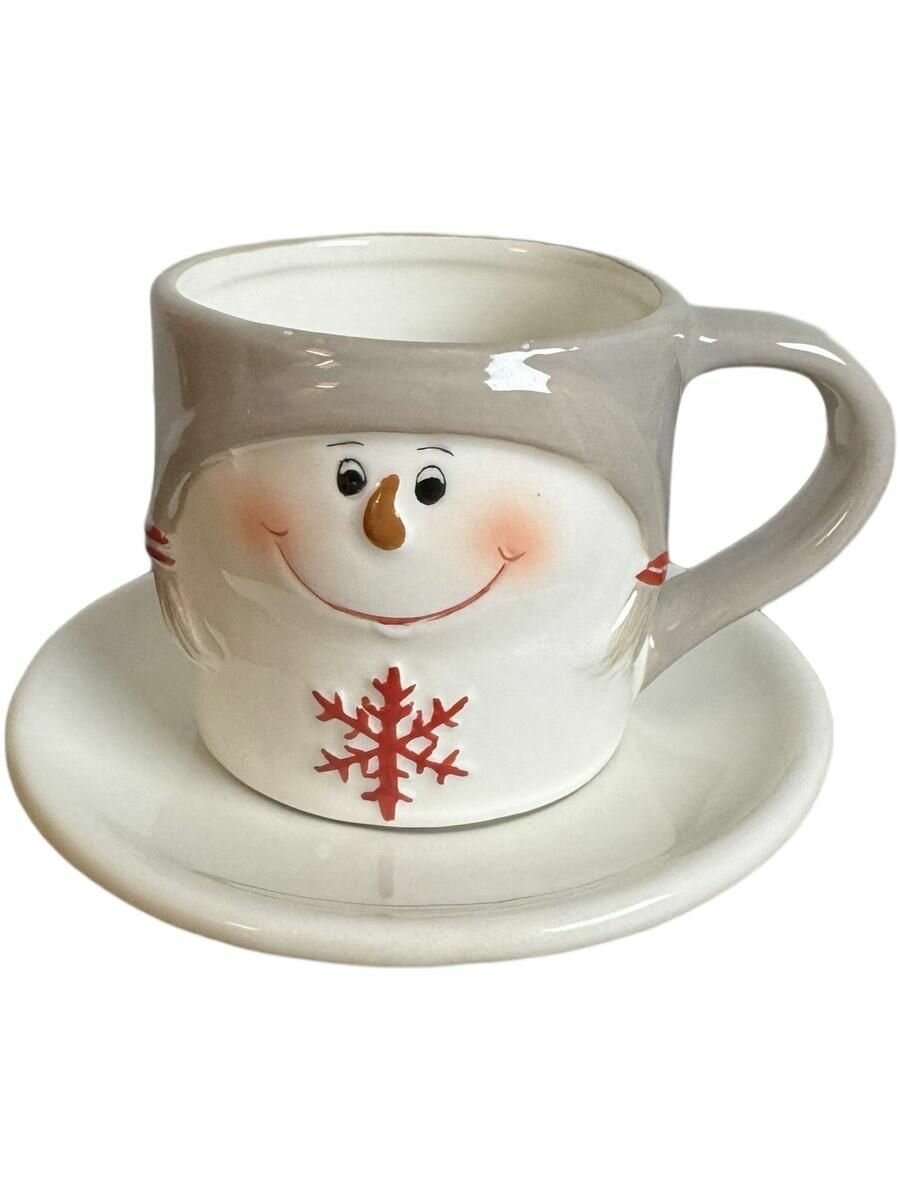 Чашка с блюдцем новогодняя "Снеговик" 150 мл.