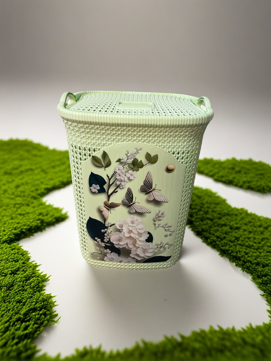 Корзина для белья, органайзер для вещей, хранения одежды и белья с рисунками, салатовый