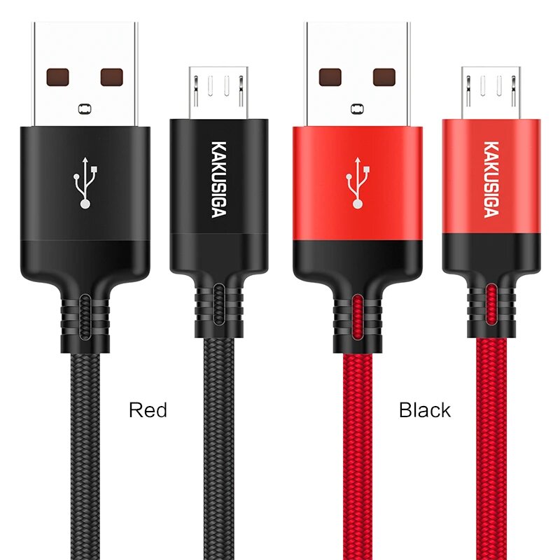 Кабель KAKUSIGA Fast Charging, для зарядки, USB-micro, 1 м, черный — фото 1