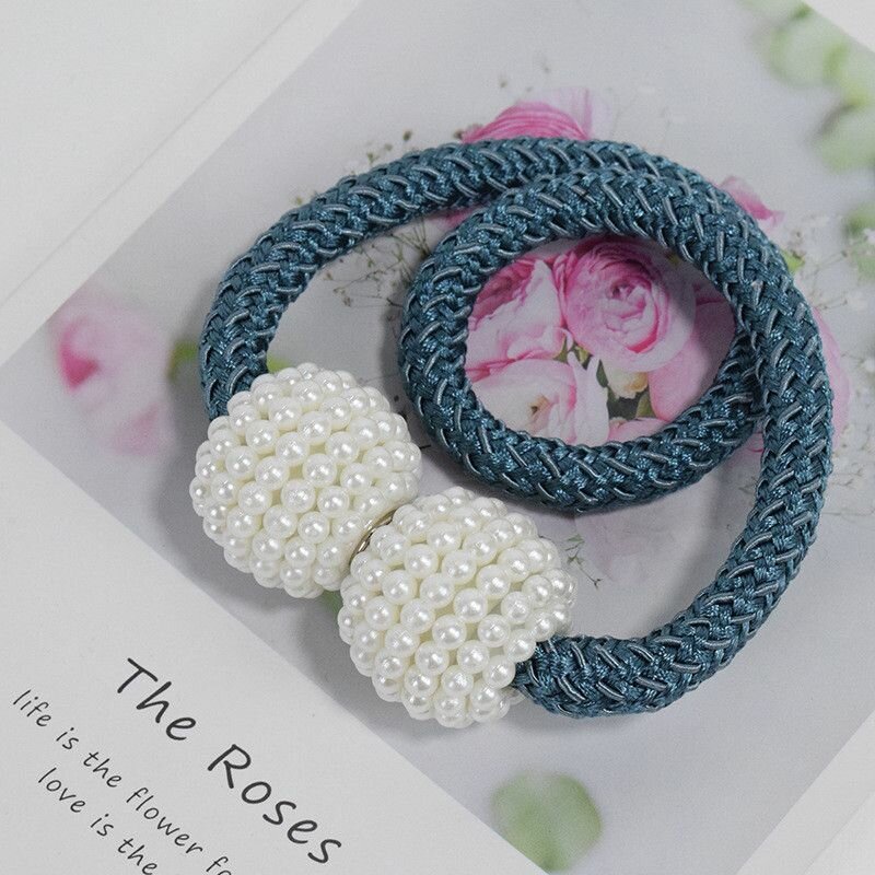 Trendy magnetic curtain tiebacks with braided ball buckle for enhanced elegance darkblue