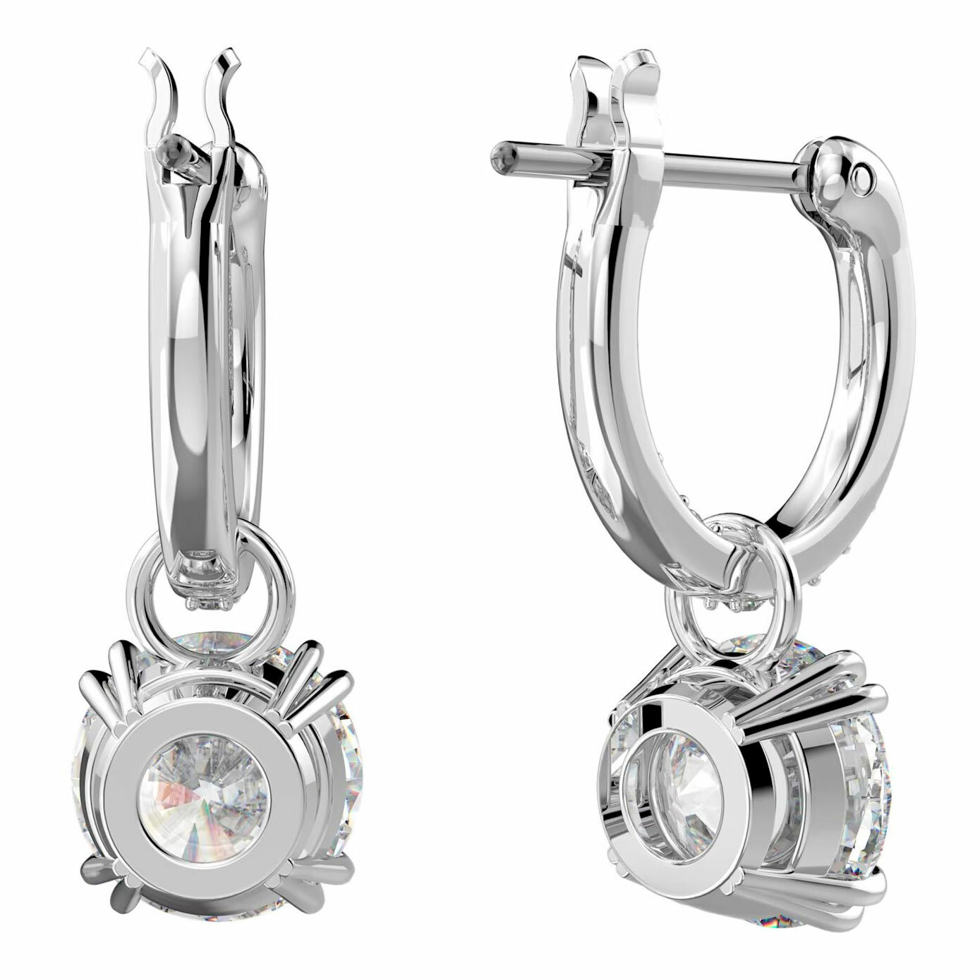 Серьги SWAROVSKI, кристаллы Swarovski, размер 18 мм, серебряный — фото 1