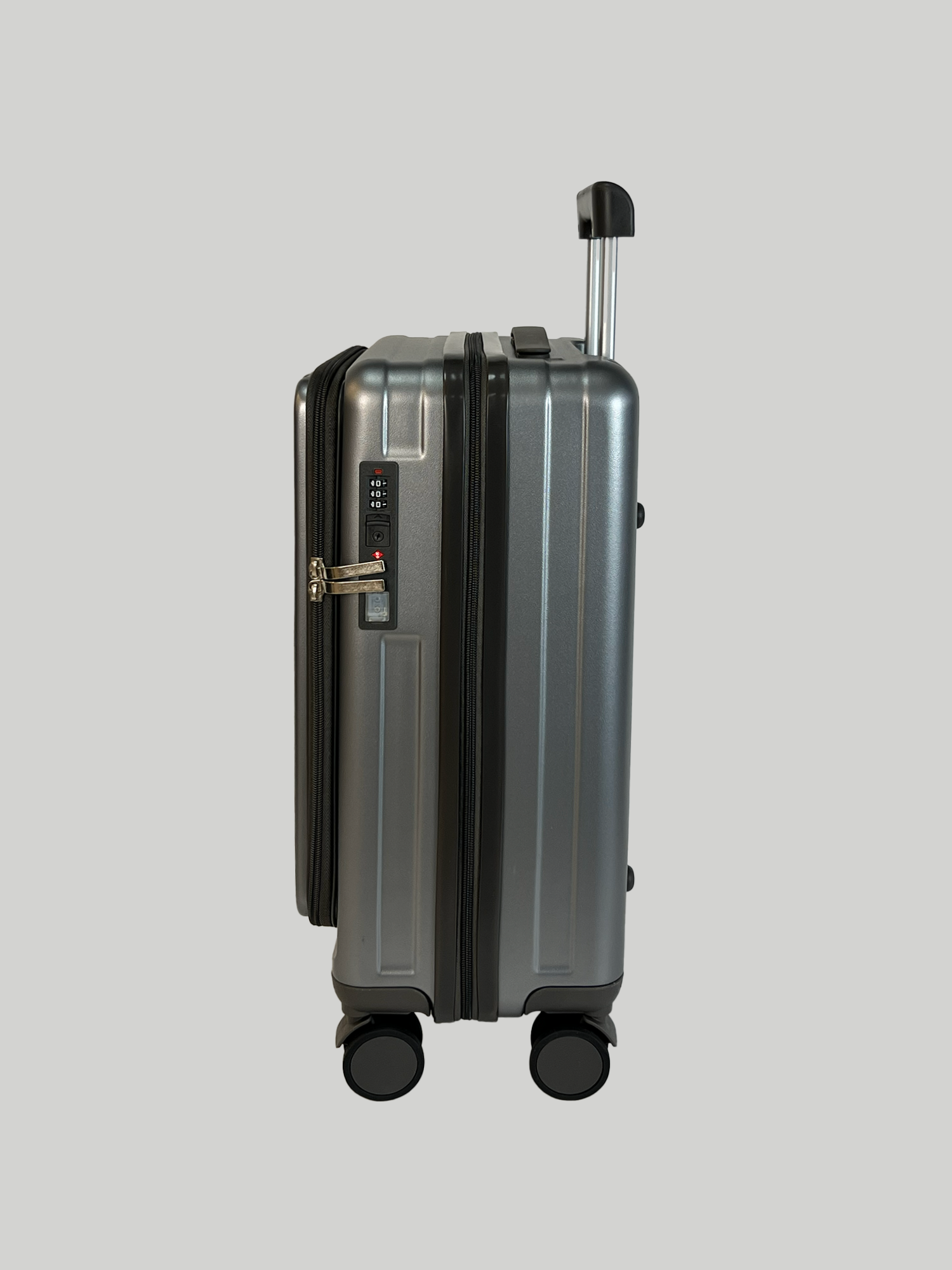 Чемодан , 38 л, серый металлик — фото 1