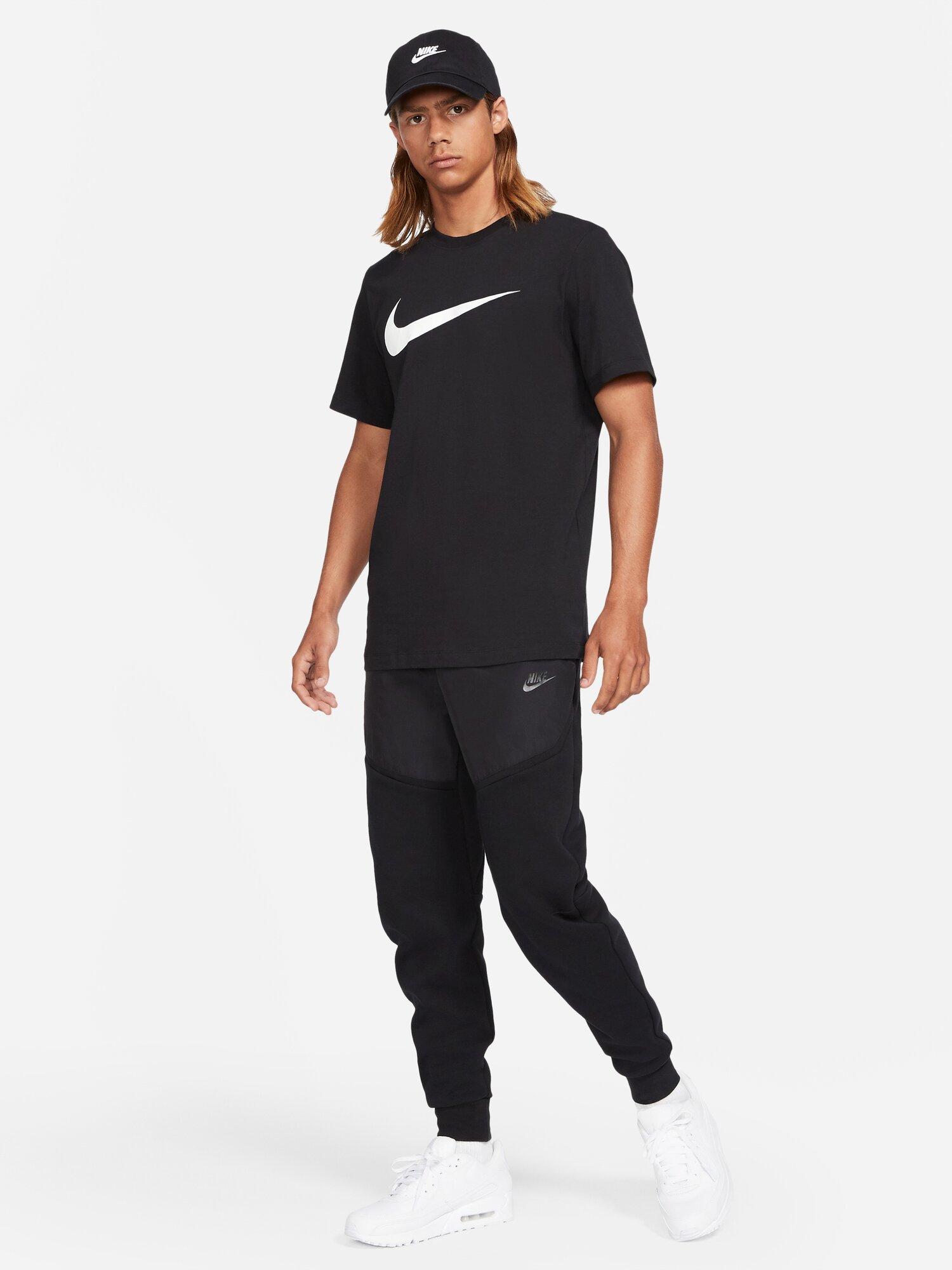 Футболка NIKE SWOOSH, размер S, черный/белый — фото 1