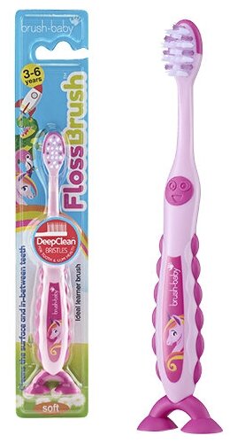 Brush-Baby FlossBrush NEW зубная щётка, 3-6 лет, единорог