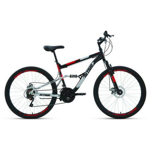 Велосипед ALTAIR MTB FS 26 2.0 D (26 18 ск. рост. 16) 2022, черный/красный, RBK22AL26067 тормоз механический комплект yinxing передний и задний ротора 160мм yx db01 10