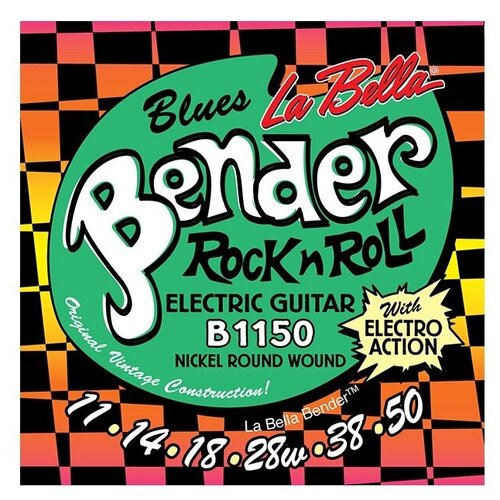 B1150 The Bender Blues Комплект струн для электрогитары, никелированные, 11-50, La Bella струны для электрогитары la bella vse1150 11 50