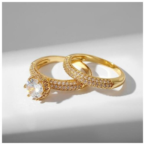 фото Кольцо "сокровище" крупный кристалл, цвет белый в золоте, размер 17 yandex market