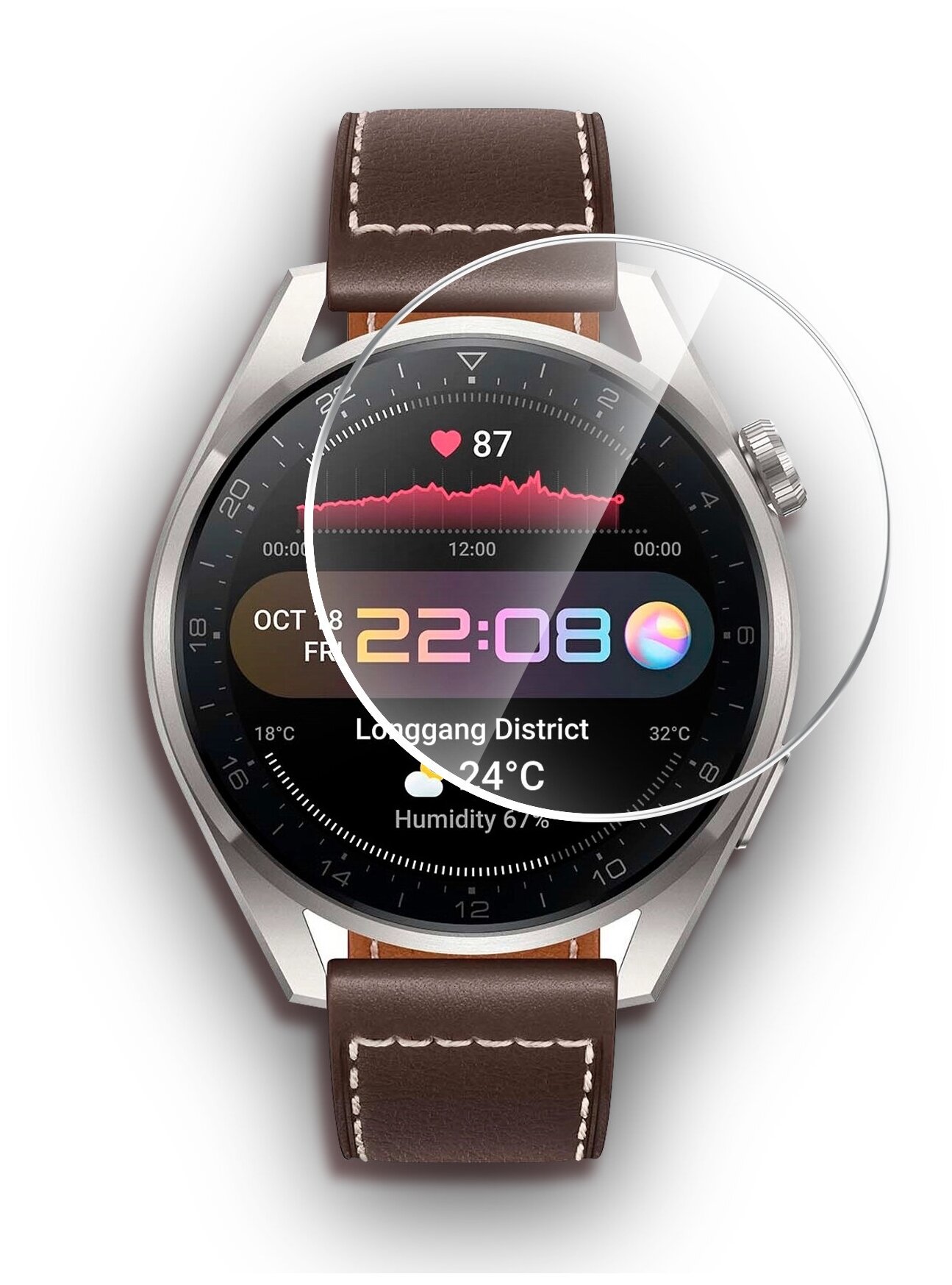 Гидрогелевая защитная пленка на Huawei Watch 3 Pro 48 mm (Хуавей вотч 3 про) на часы прозрачная силиконовая клеевая основа полноклеевая 2 шт Brozo