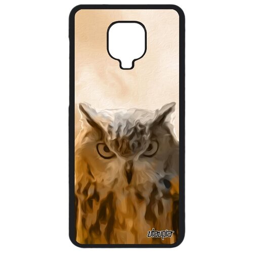 фото Противоударный чехол на смартфон // xiaomi redmi note 9 pro // "сова" стиль хищник, utaupia, бежевый