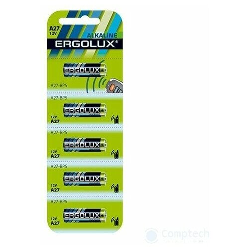 Ergolux LR27A BL-5 (A27-BP5 батарейка 12В) (5 шт. в уп-ке) батарейка smartbuy a27 27a v27a mn27 упаковка 10 шт