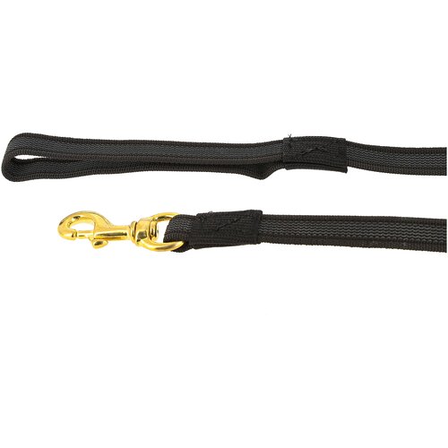Поводок Каскад нейлон с латексной нитью двухсторонний, латунный карабин для собак (13 мм х 10 м, черный)